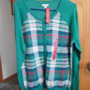 Merona/ Green Plaid Cardigan